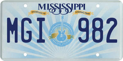 MS license plate MGI982
