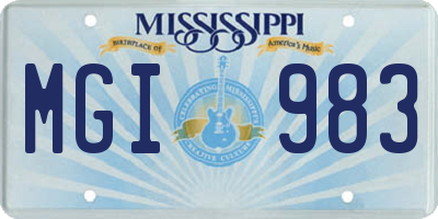 MS license plate MGI983