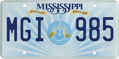 MS license plate MGI985