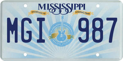 MS license plate MGI987
