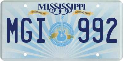 MS license plate MGI992