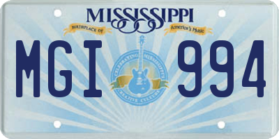 MS license plate MGI994