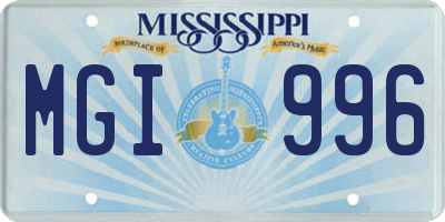 MS license plate MGI996