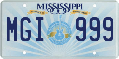 MS license plate MGI999