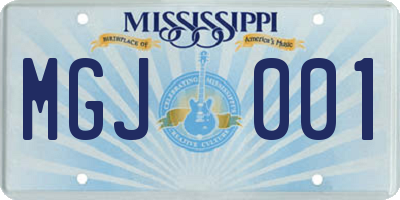 MS license plate MGJ001
