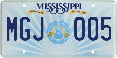 MS license plate MGJ005