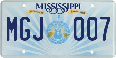 MS license plate MGJ007
