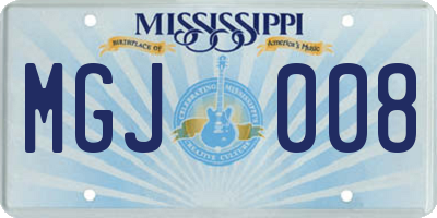 MS license plate MGJ008