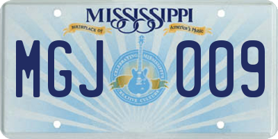 MS license plate MGJ009