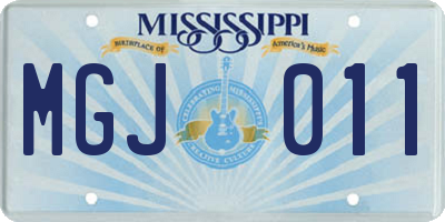 MS license plate MGJ011