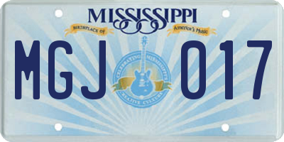 MS license plate MGJ017
