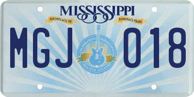 MS license plate MGJ018