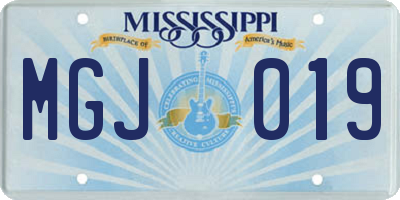 MS license plate MGJ019