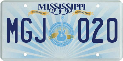 MS license plate MGJ020