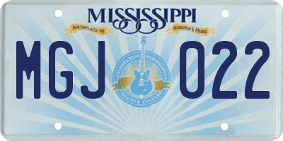 MS license plate MGJ022