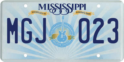 MS license plate MGJ023