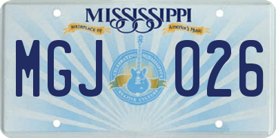 MS license plate MGJ026