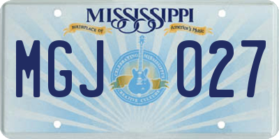 MS license plate MGJ027