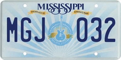 MS license plate MGJ032