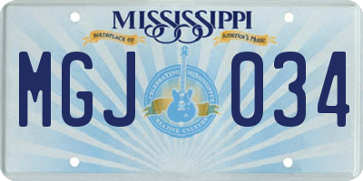 MS license plate MGJ034