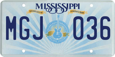MS license plate MGJ036