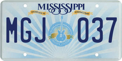 MS license plate MGJ037