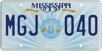 MS license plate MGJ040
