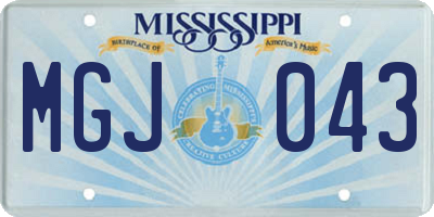 MS license plate MGJ043