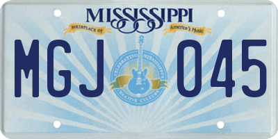 MS license plate MGJ045