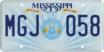 MS license plate MGJ058