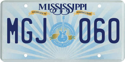 MS license plate MGJ060