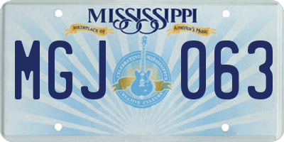 MS license plate MGJ063