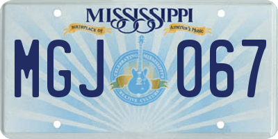 MS license plate MGJ067