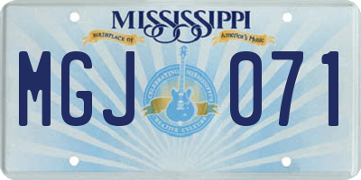 MS license plate MGJ071