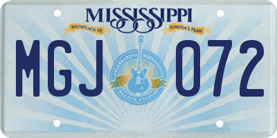 MS license plate MGJ072