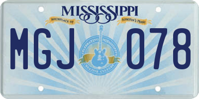 MS license plate MGJ078