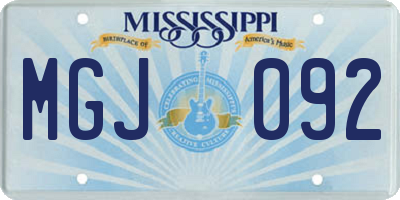 MS license plate MGJ092