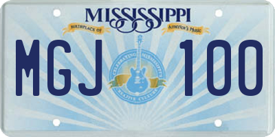 MS license plate MGJ100