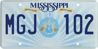 MS license plate MGJ102