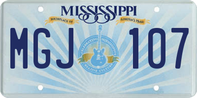 MS license plate MGJ107
