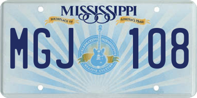 MS license plate MGJ108