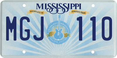 MS license plate MGJ110