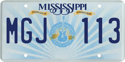 MS license plate MGJ113