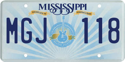 MS license plate MGJ118