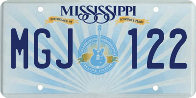 MS license plate MGJ122