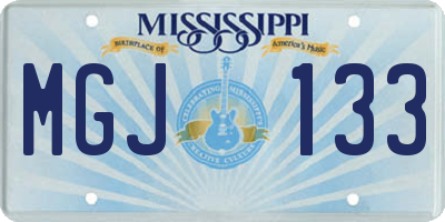 MS license plate MGJ133