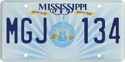 MS license plate MGJ134