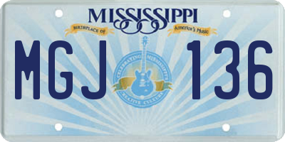 MS license plate MGJ136