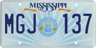 MS license plate MGJ137