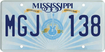 MS license plate MGJ138